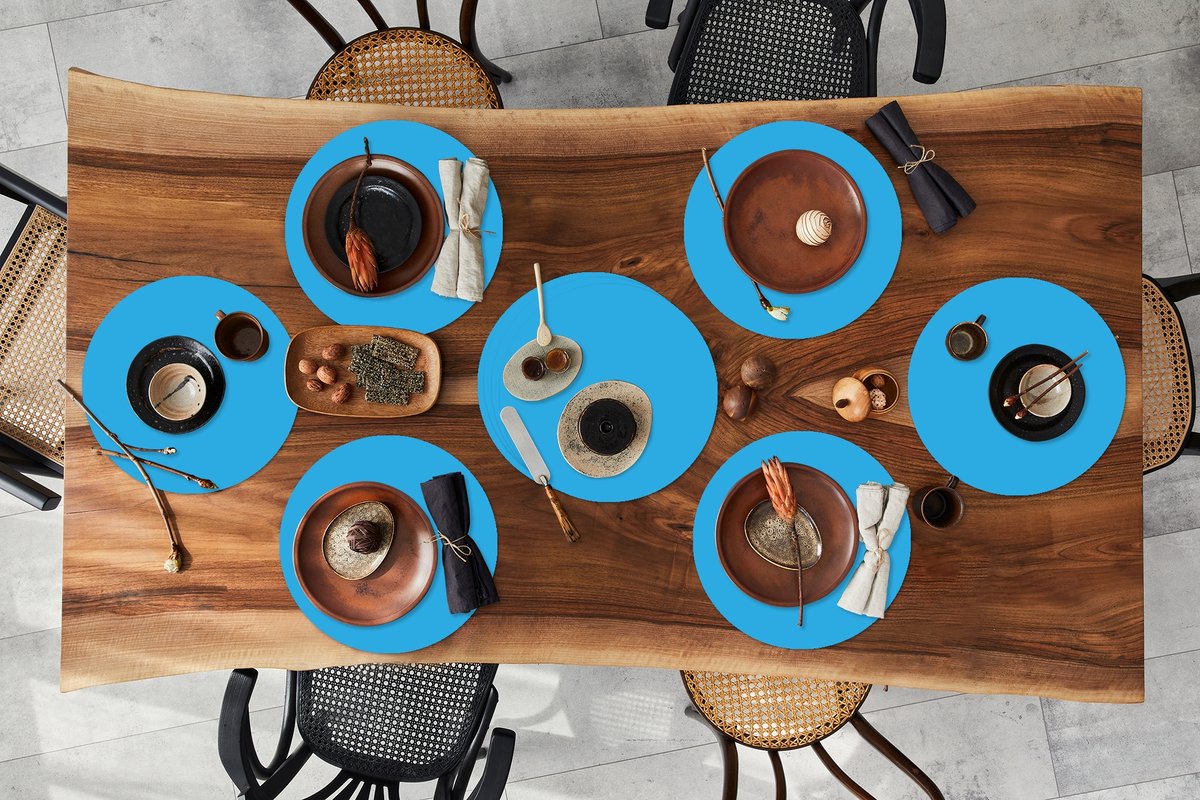 Ronde placemats - Onderlegger - Placemats rond - Blauw - Licht - Kleuren - 10 stuks