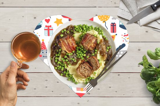 Sous-verres - Napperons de table - Napperons de table coeur - Motifs - Anniversaire - Chien - 6 pièces