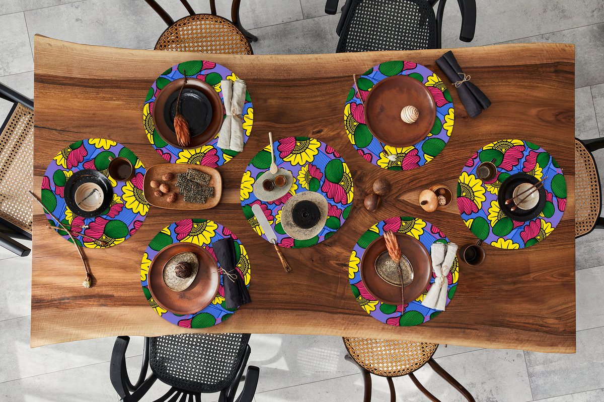 Ronde placemats - Onderlegger - Placemats rond - Bloemen - Patroon - Afrika - 8 stuks