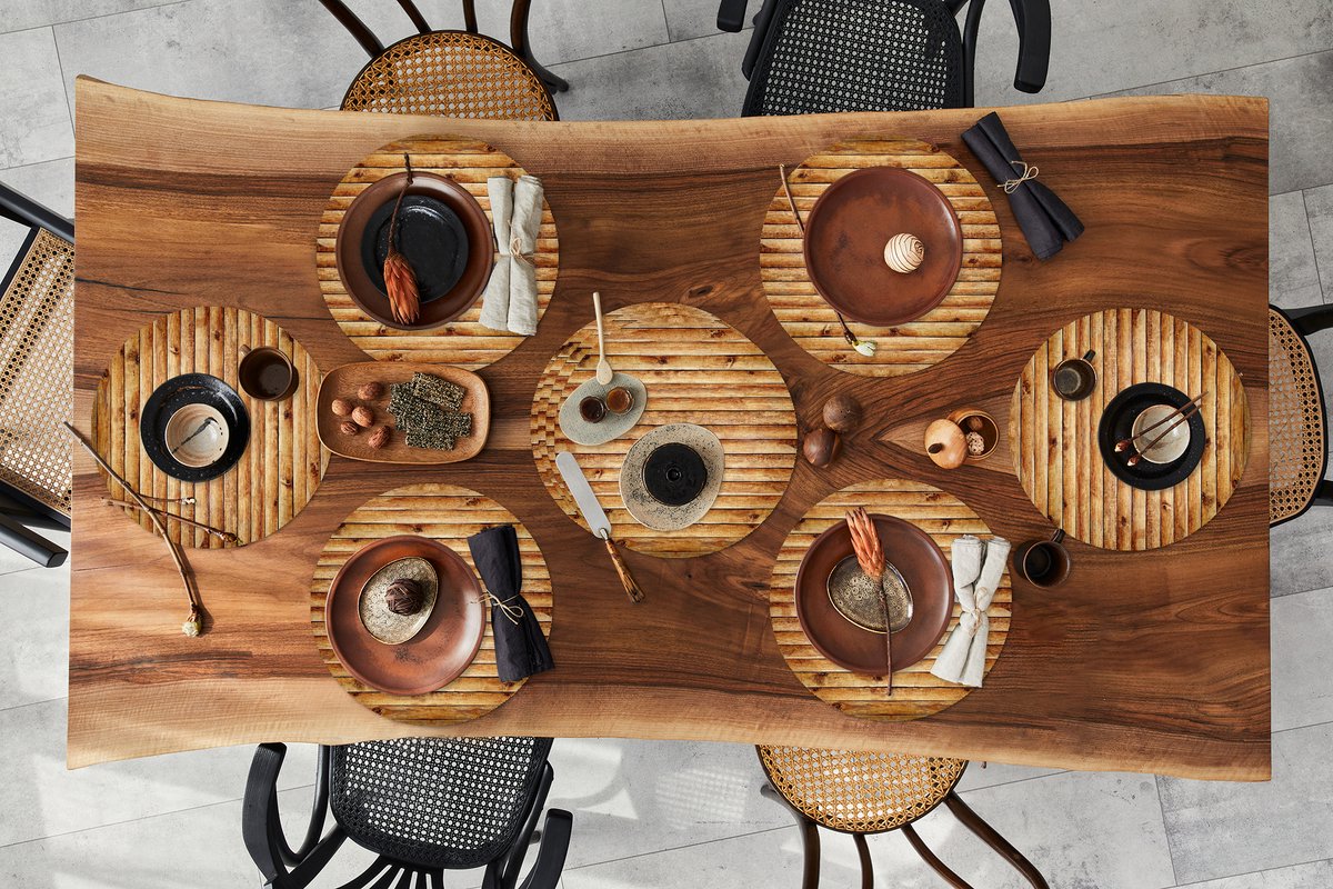 Ronde placemats - Onderlegger - Placemats rond - Planken - Hout - Vintage - 10 stuks