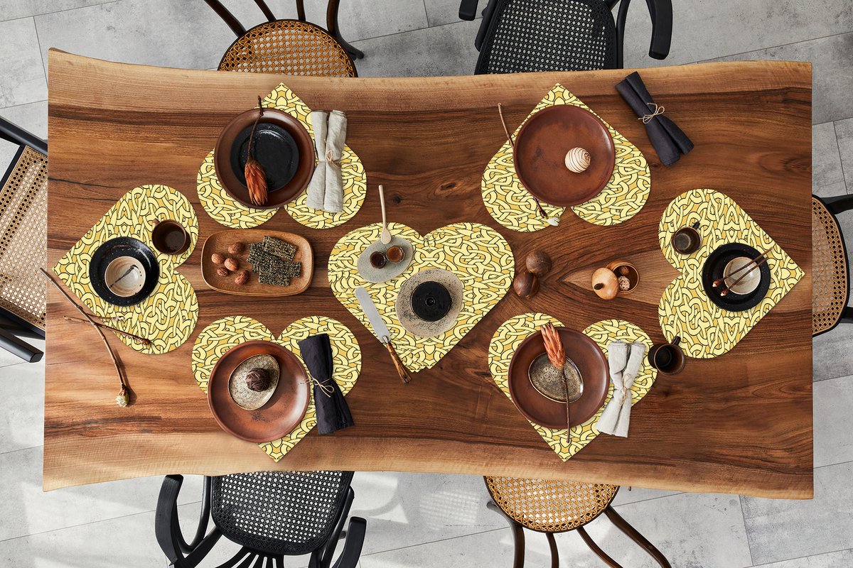 Onderleggers - Placemats - Placemats hartje - Antiek - Goud - Gothic - Patroon - 10 stuks