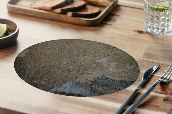 Napperons de table ovales - Dessous de verre - Sets de table ovales - Mur - Marron - Grijs - 8 pièces