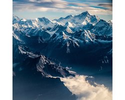 Schilderij - Himalaya , Blauw wit, 3 maten , Wanddecoratie