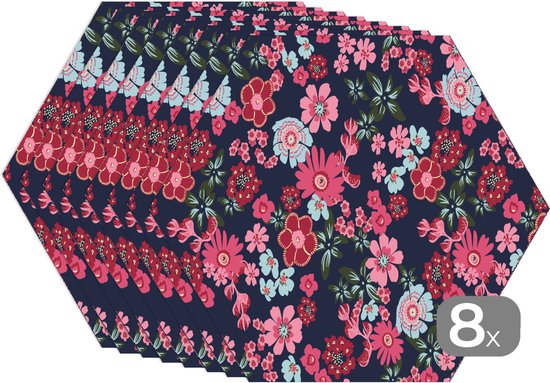 BWK Flexibele Placemat - Roze Kersen Bloesem In De Lente - Set Van 1 Placemats 35x25 Cm Pvc Doek Afneembaar