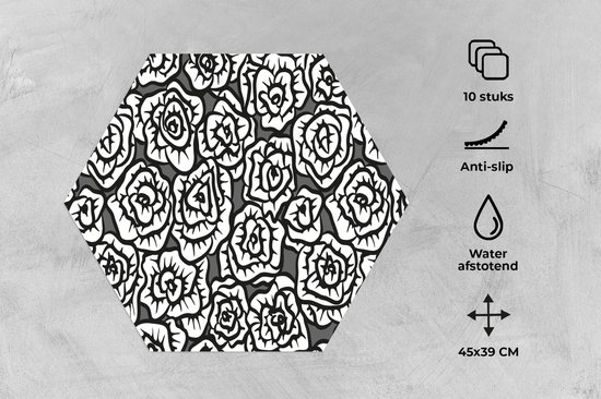 Napperons de table hexagon - Sets de table Sets de table - Set de table hexagone - Meiden - Roses - Motifs - 10 pièces