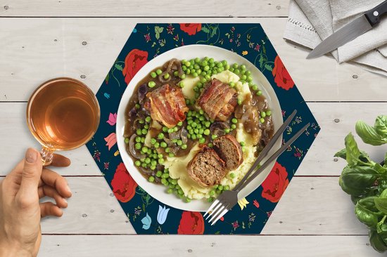 Napperons hexagon - Sets de table sets de table - Set de table hexagone - Arc-en-ciel - Fleurs - Design - 10 pièces