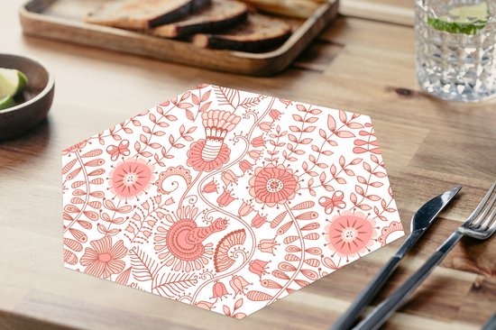 Napperons de table hexagon - Sets de table Sets de table - Set de table hexagone - Fleurs - Motifs - Pastel - 10 pièces