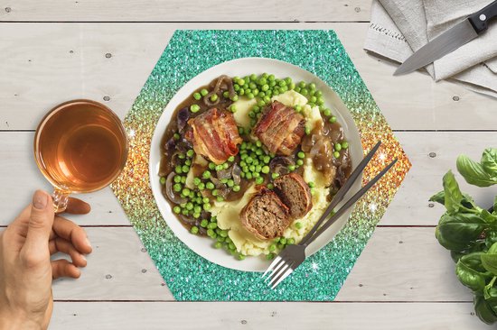 Napperons de table hexagon - Sets de table sets de table - Set de table hexagone - Scorpion - Ombre - Pierres précieuses - Motifs - 6 pièces