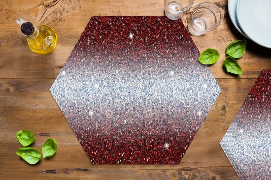 Napperons hexagon - Sous-verres - Set de table hexagonal - Ombre - Ram - Zodiac - Motifs - Lot de 6