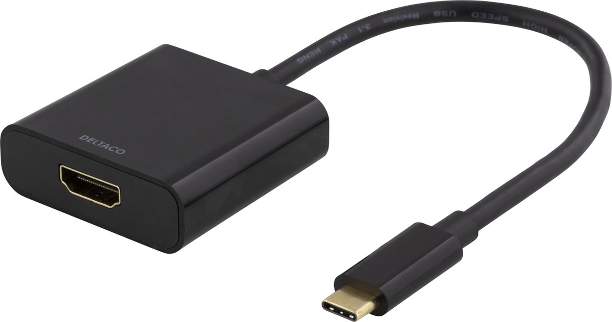 Deltaco USBC-HDMI8 - USB-C naar HDMI Adapter - 4K - 30Hz - Zwart