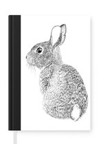 Notitieboek - Schrijfboek - Realistisch geïllustreerd konijn - Notitieboekje klein - A5 formaat - Schrijfblok