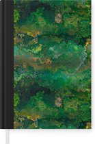 Notitieboek - Schrijfboek - Patronen - Abstract - Verf - Groen - Notitieboekje klein - A5 formaat - Schrijfblok