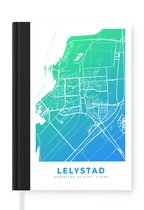 Notitieboek - Schrijfboek - Stadskaart - Lelystad - Blauw - Groen - Notitieboekje klein - A5 formaat - Schrijfblok - Plattegrond