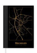 Notitieboek - Schrijfboek - Kaart - Mechelen - België - Goud - Zwart - Notitieboekje klein - A5 formaat - Schrijfblok