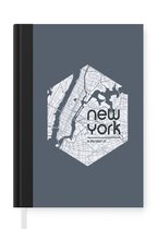 Notitieboek - Schrijfboek - New York - Plattegrond - Rivier - Notitieboekje - A5 formaat - Schrijfblok - Stadskaart