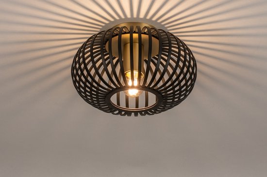 Lumidora Plafondlamp 74496 - E27 - Zwart - Messing - Metaal - ⌀ 24 cm |  bol.com