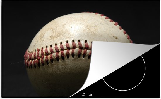 Foto: Kitchenyeah inductie beschermer 76x51 5 cm een oude honkbal op een donkere achtergrond kookplaataccessoires afdekplaat voor kookplaat inductiebeschermer inductiemat inductieplaat mat