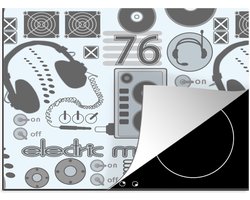 KitchenYeah® Inductie beschermer 65×52 cm – DJ – Koptelefoon – Vintage – Tekening – Design – Kookplaataccessoires – Afdekplaat voor kookplaat – Inductiebeschermer – Inductiemat – Inductieplaat mat