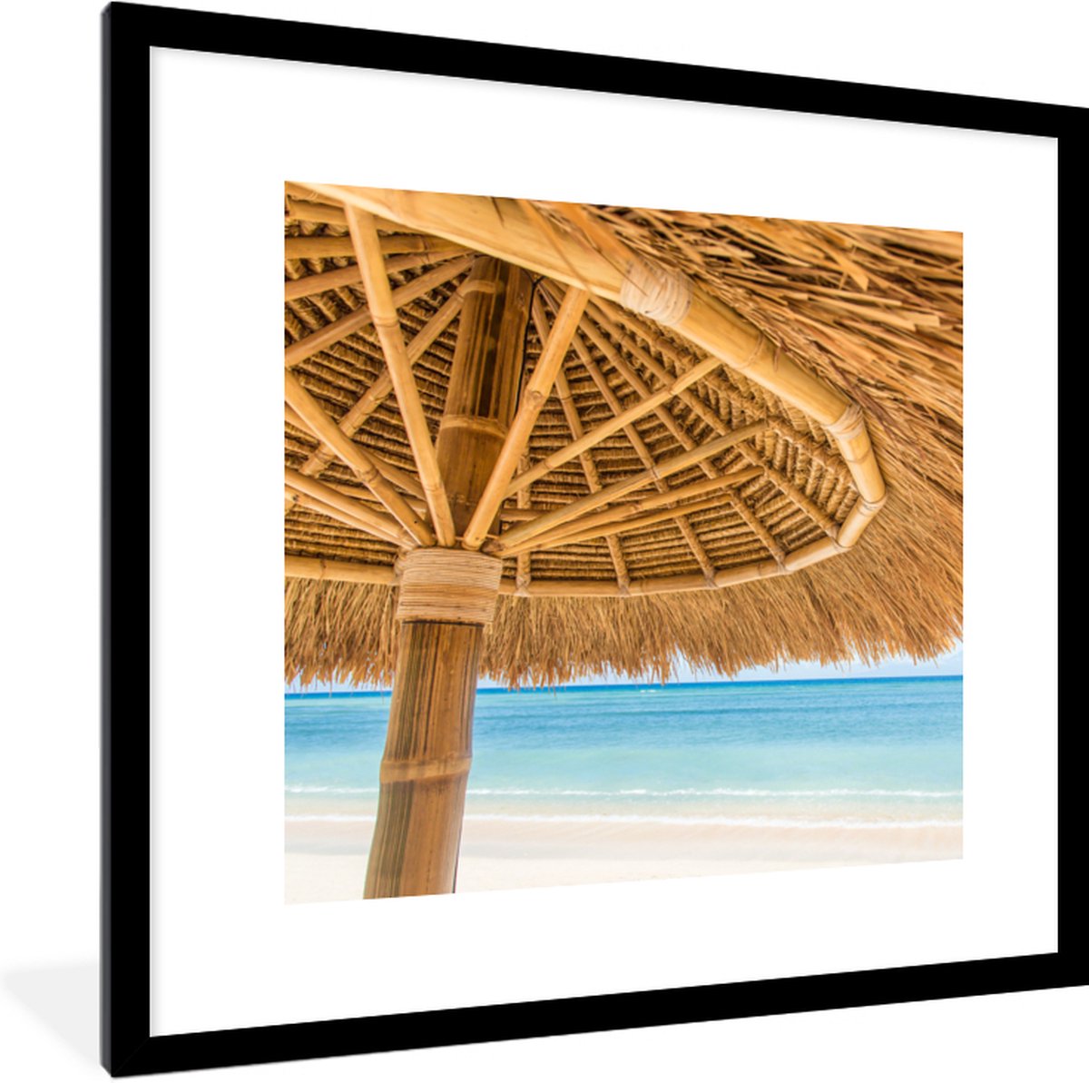 Poster in lijst - Fotolijst 40x40 cm - Posters - Parasol - Strand - Zee - Tropisch - Poste