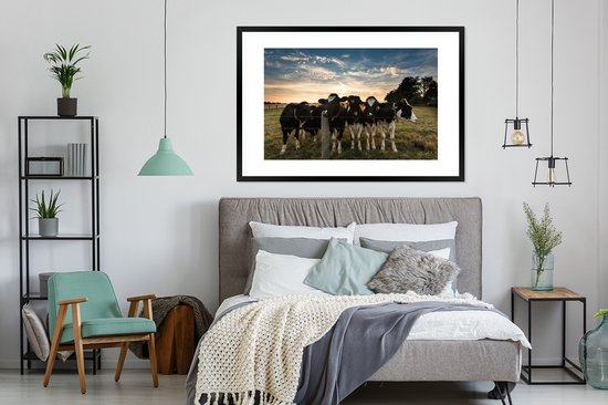 Poster in lijst - Fotolijst 120x80 cm - Posters - Dieren - Koe - Koeien - Posterlijst zwart - Decoratie - Wanddecoratie woonkamer - Muurdecoratie slaapkamer