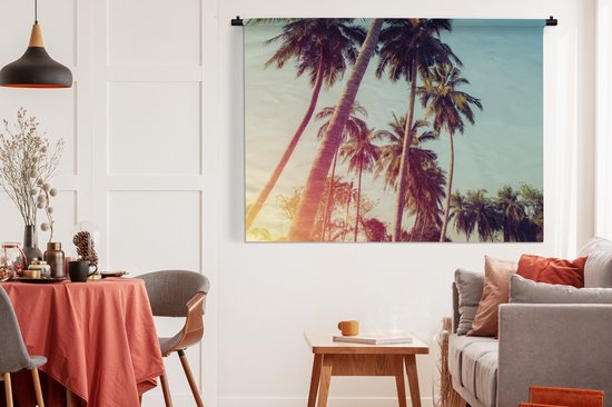 Tenture murale - Tapisserie murale - Palmier - Été - Rétro - Soleil - 180x135 cm - Tapisserie murale