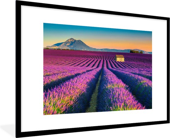 Fotolijst incl. Poster - Lavendel - Berg - Bloemen - 90x60 cm - Posterlijst