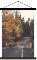Porte-affiche avec affiche - Affiche scolaire - Arbres - Route - Automne - 40x60 cm - Lattes noires