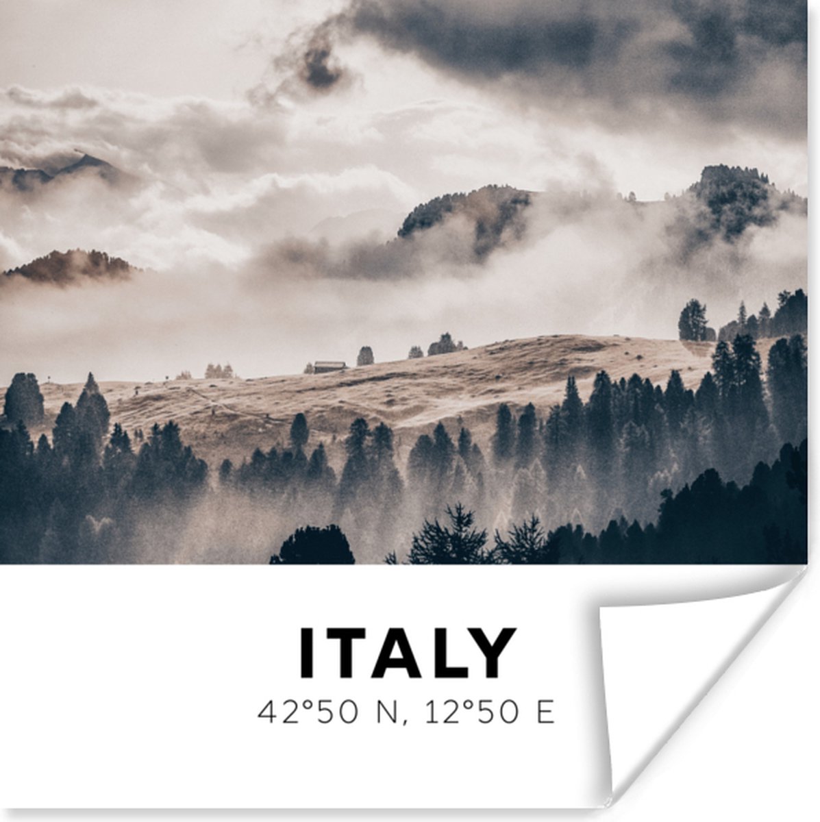 Poster Italië - Mist - Landschap - 30x30 cm