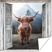 Poster Schotse hooglander - Koe - Landelijk - Doorkijk - 30x30 cm