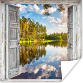 Poster Water - Landschap - Raam - Doorkijk - 100x100 cm XXL