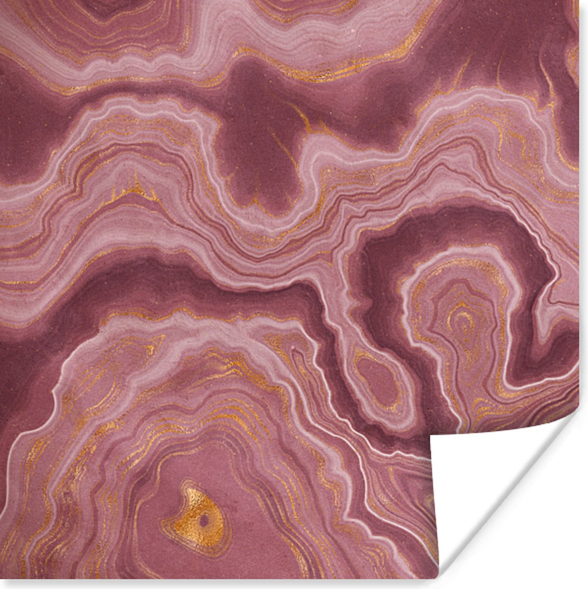 Poster Agaat - Abstract - Stenen - Roze - 75x75 cm