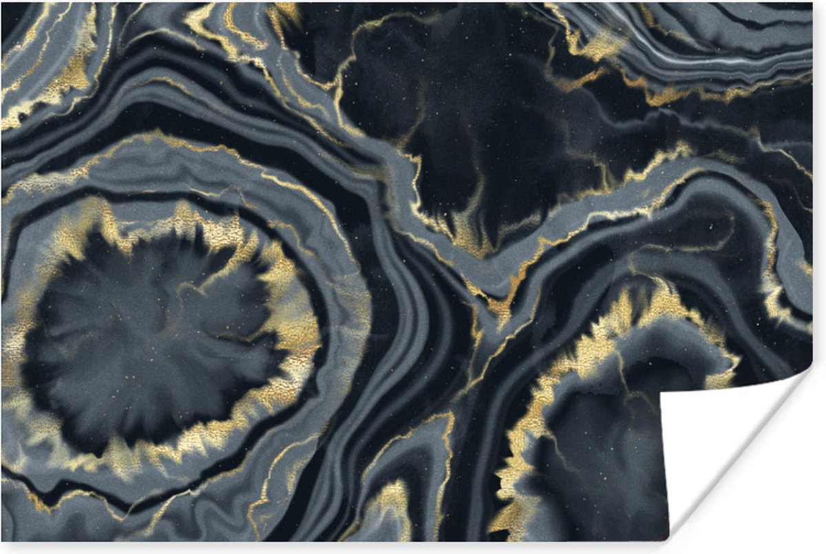 Poster Geode - Goud - Marmer - Stenen - 120x80 cm