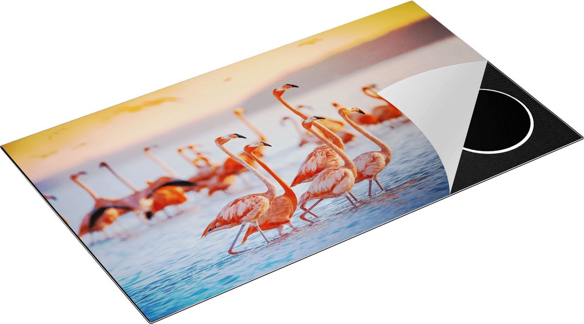 Chefcare Inductie Beschermer Kudde Flamingo's in het Water - 90x52 cm - Afdekplaat Inductie - Kookplaat Beschermer - Inductie Mat