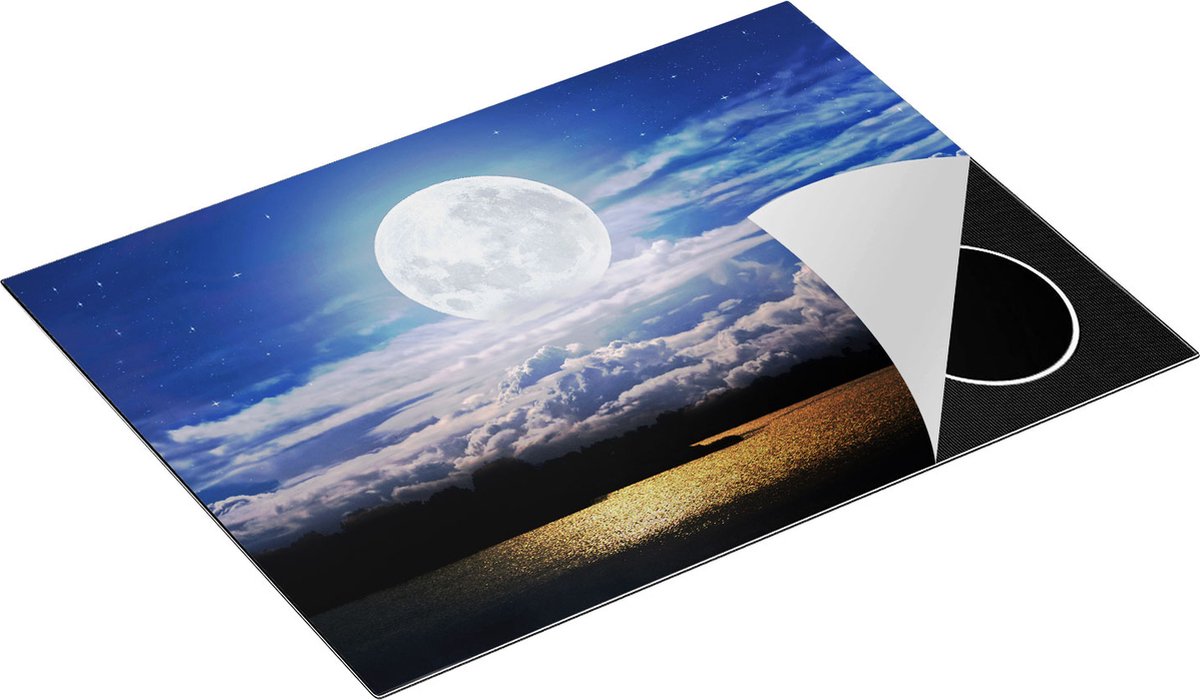 Chefcare Inductie Beschermer Volle Maan bij het Water - 70x55 cm - Afdekplaat Inductie - Kookplaat Beschermer - Inductie Mat