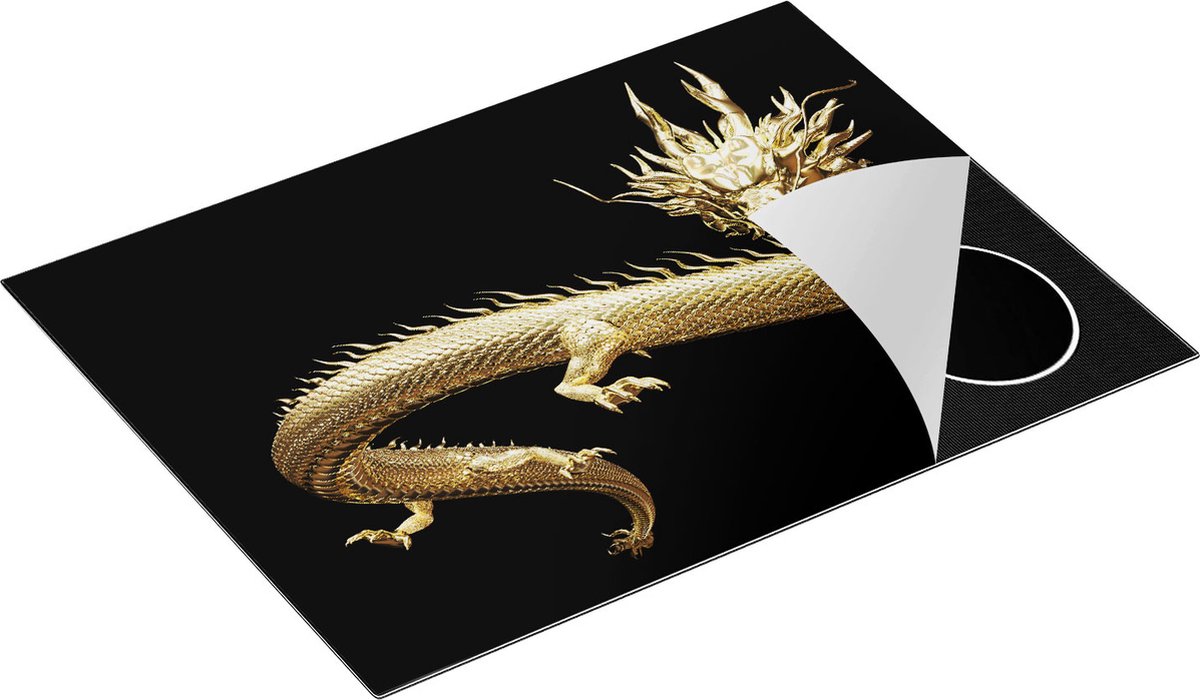 Chefcare Inductie Beschermer Gouden Draak - 71x52 cm - Afdekplaat Inductie - Kookplaat Beschermer - Inductie Mat