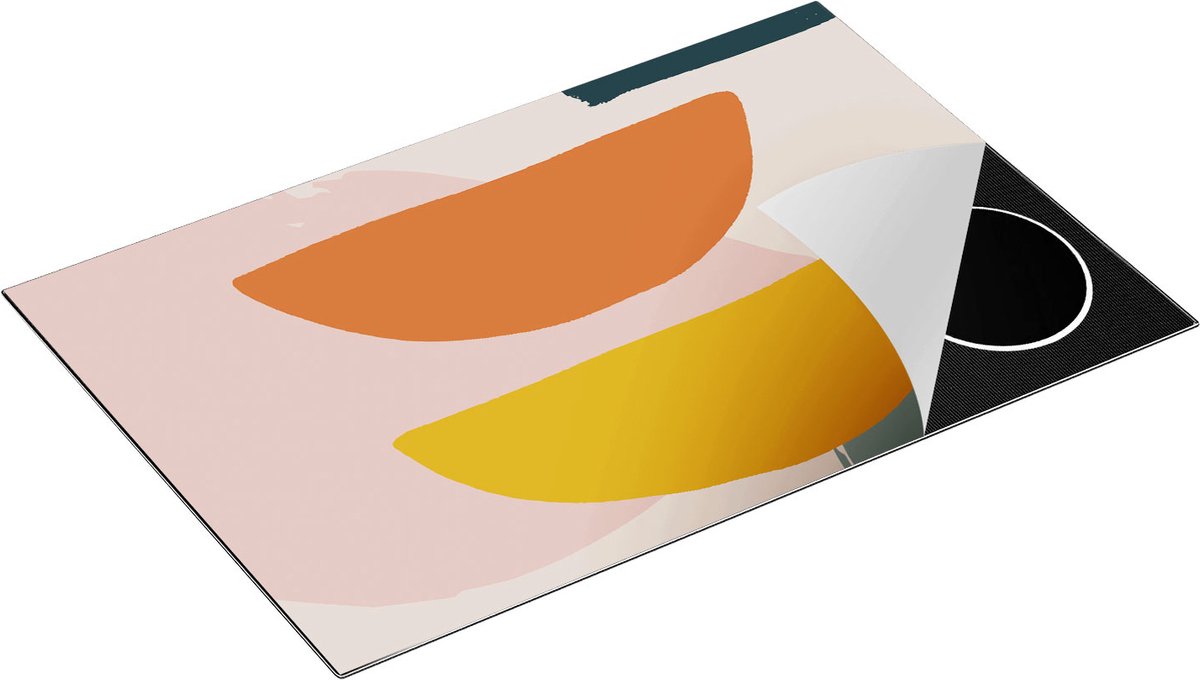 Chefcare Inductie Beschermer Abstracte Kunst in Scandinavische Stijl - 81x52 cm - Afdekplaat Inductie - Kookplaat Beschermer - Inductie Mat
