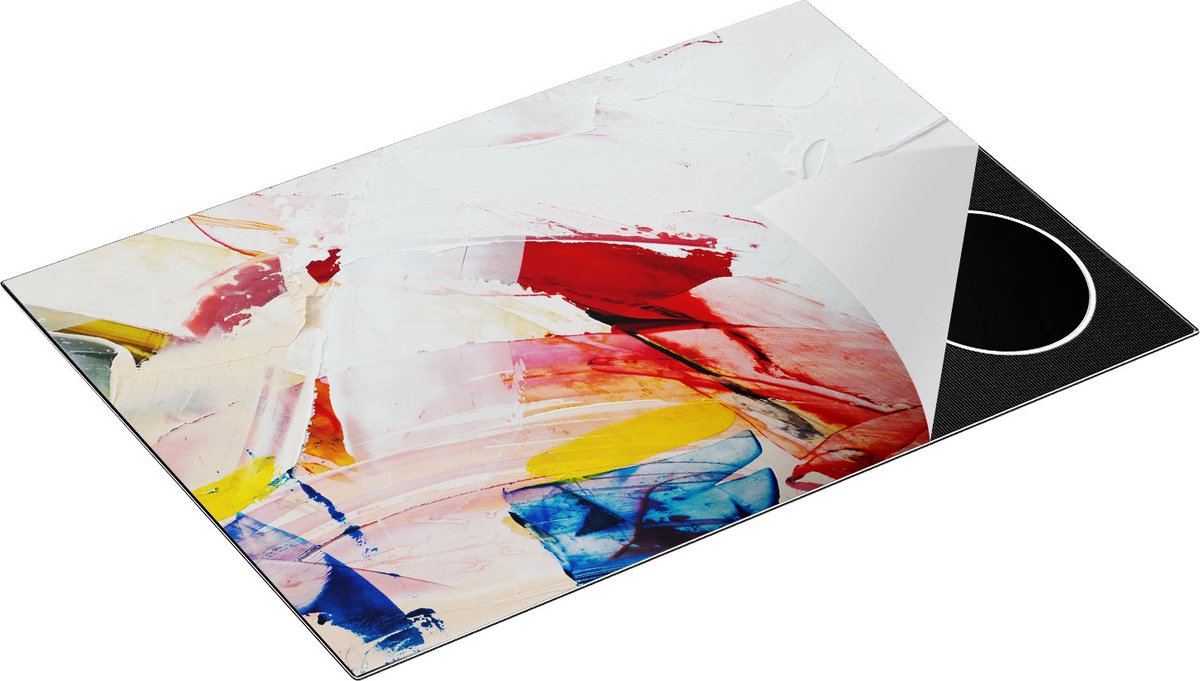 Chefcare Inductie Beschermer Abstracte Kunst van Verf Kleuren - 75x52 cm - Afdekplaat Inductie - Kookplaat Beschermer - Inductie Mat