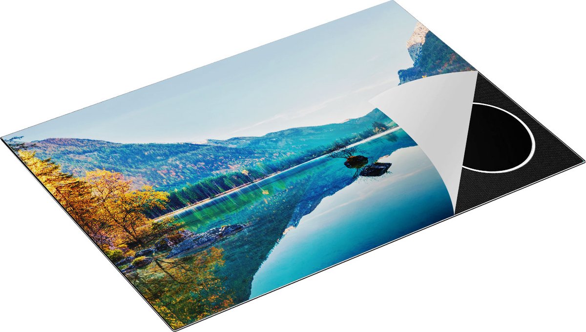 Chefcare Inductie Beschermer Meer met Herfstbomen - 76x51,5 cm - Afdekplaat Inductie - Kookplaat Beschermer - Inductie Mat