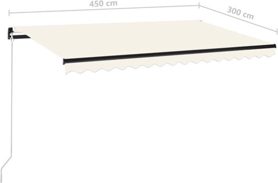 vidaXL-Luifel-handmatig-uittrekbaar-met-LED-450x300-cm-crèmekleurig