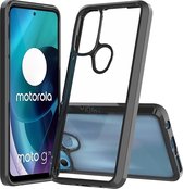 Mobigear Hoesje geschikt voor Motorola Moto G71 5G Telefoonhoesje Hardcase | Mobigear Crystal Backcover | Moto G71 5G Case | Back Cover - Transparant / Zwart