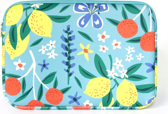 EFORYOU Sleeve voor MacBook Pro 14 / Macbook Air 13.3 / MacBook Neo met Vrolijke Print - Cyaan