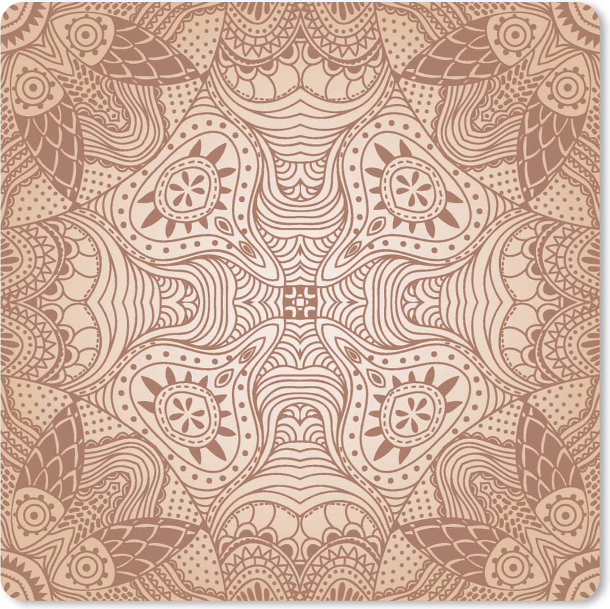 Muismat XXL 50x50 cm - Bureau onderlegger - Bureau mat Henna - Mandala - Patronen - Bureaumat - Gaming mousepad xl - Bureaulegger groot - Computer deskmat
