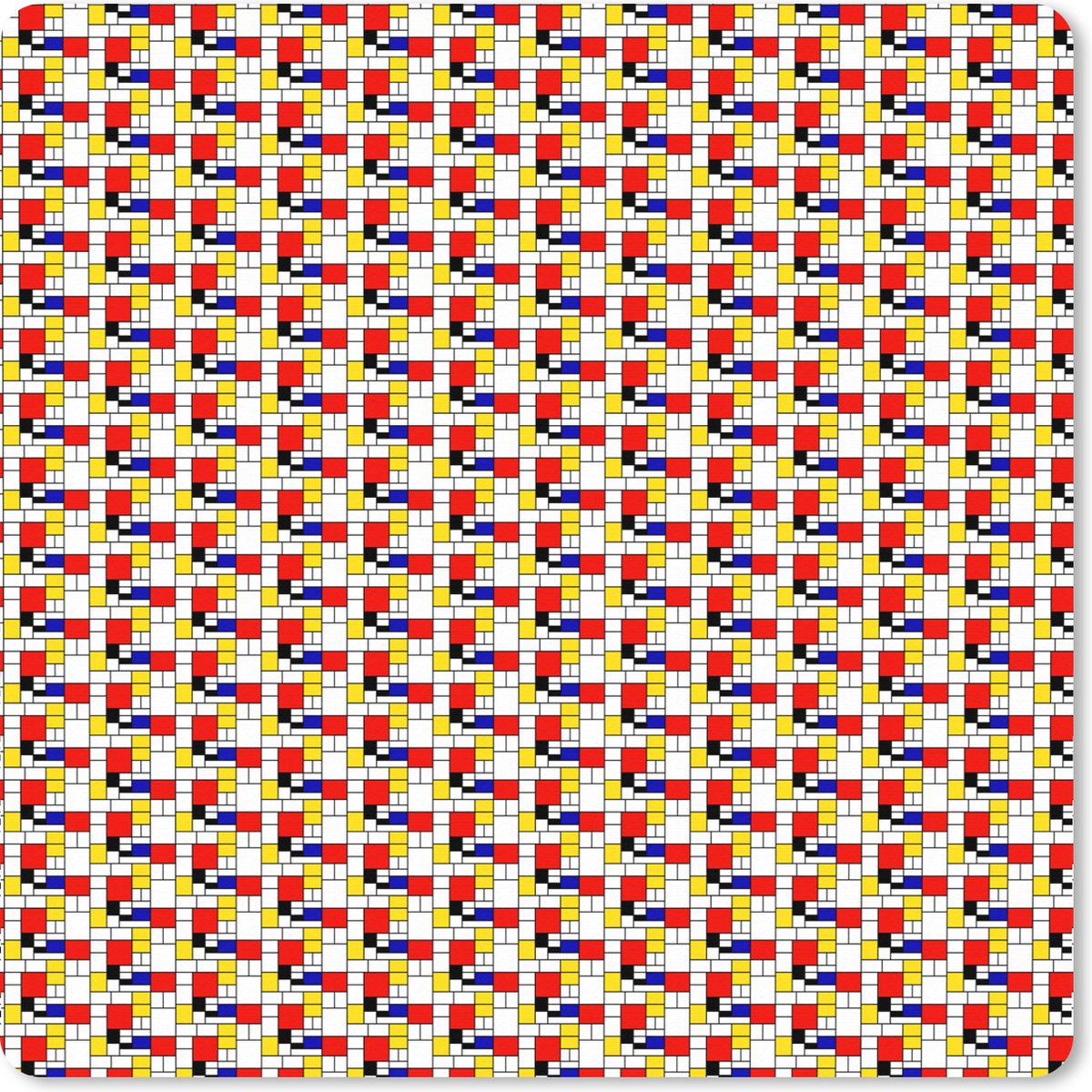 Muismat XXL 60x60 cm - Bureau onderlegger - Bureau mat Vormen - Neoplasticisme - Kunst - Patronen - Mondriaan - Bureaumat - Gaming mousepad xl - Bureaulegger groot - Computer deskmat