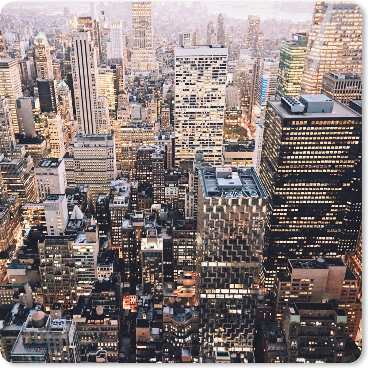 Muismat XXL 50x50 cm - Bureau onderlegger - Bureau mat Manhattan van boven - Bureaumat - Gaming mousepad xl - Bureaulegger groot - Computer deskmat
