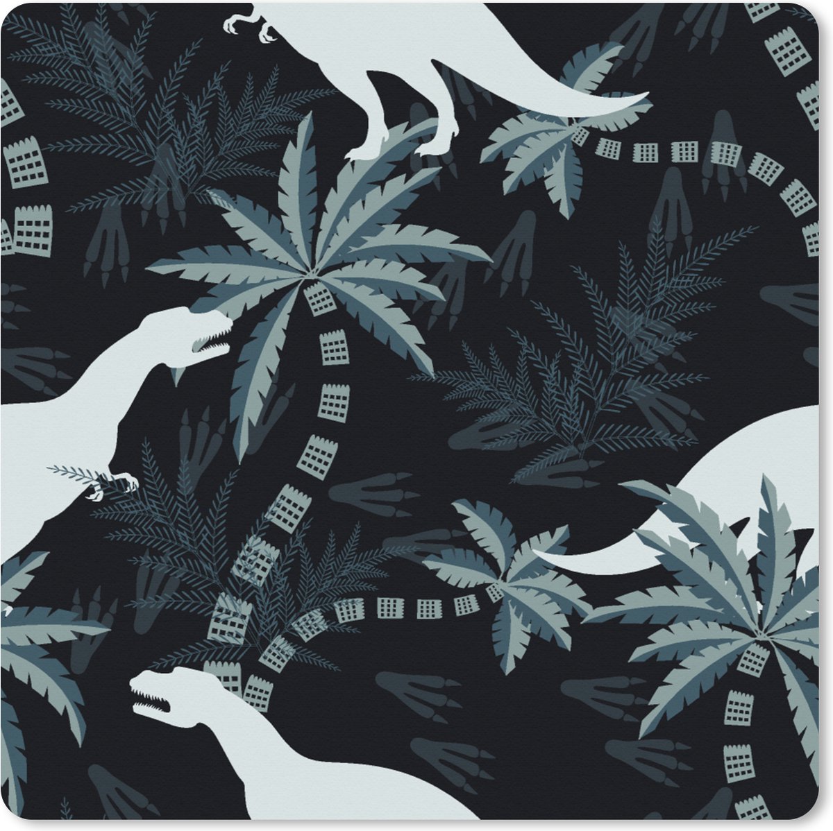 Muismat XXL 80x80 cm - Bureau onderlegger - Bureau mat Patronen - Dino - Jungle - Jongens - Meisjes - Kinderen - Bureaumat - Gaming mousepad xl - Bureaulegger groot - Computer deskmat