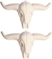2x stuks western decoratie 3D pvc schedel koe/stier 75 x 43 cm - Muur/wand versiering