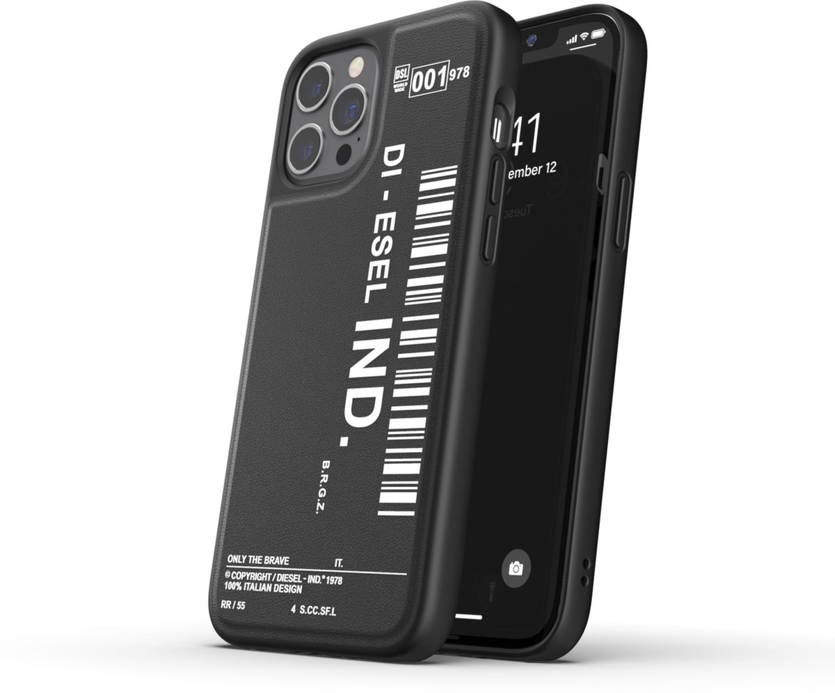 Diesel Moulded Case Core Barcode Graphic PC en TPU logo hoesje voor iPhone 12 Pro Max - zwart