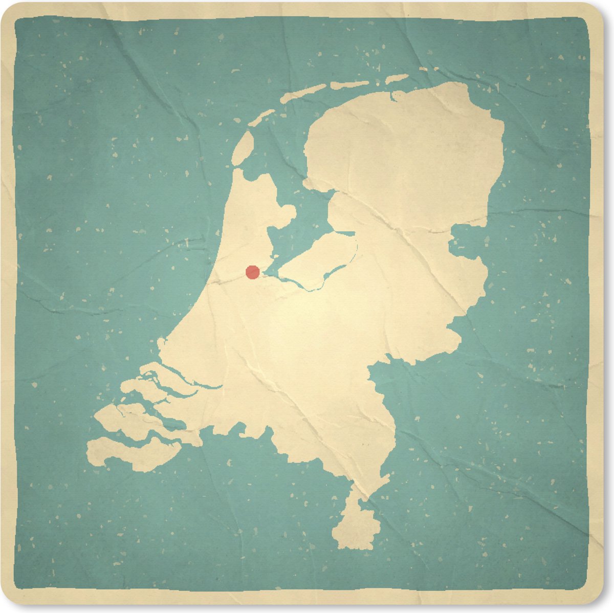 Muismat XXL 80x80 cm - Bureau onderlegger - Bureau mat Illustratie van Nederland tegen een azuurblauwe achtergrond - Bureaumat - Gaming mousepad xl - Bureaulegger groot - Computer deskmat