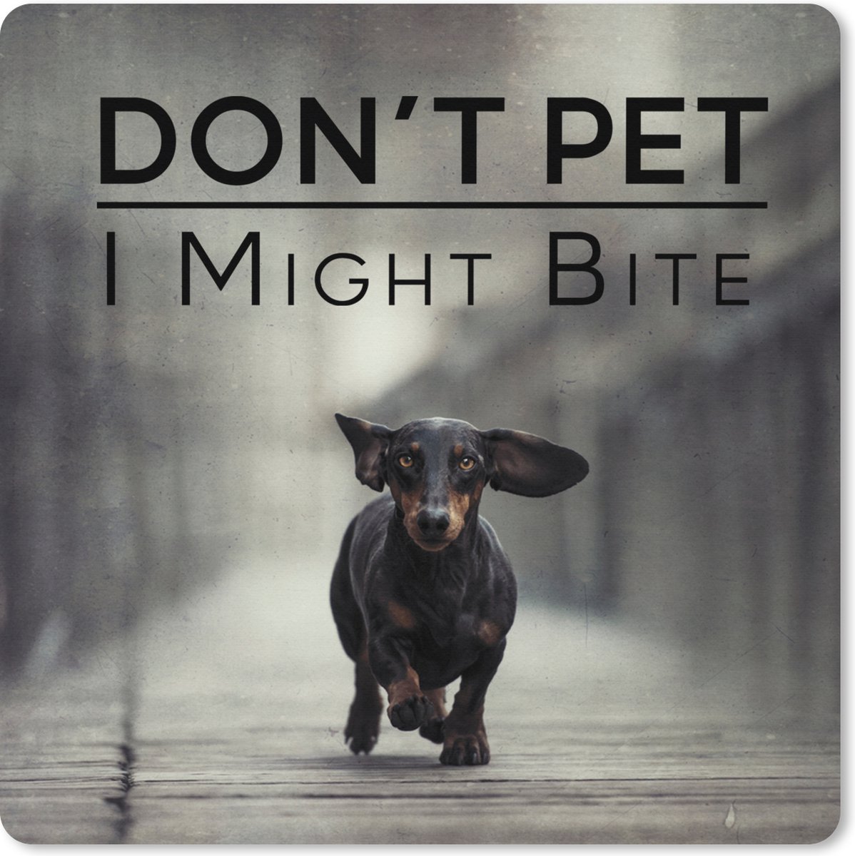 Muismat XXL 60x60 cm - Bureau onderlegger - Bureau mat Don't pet I might bite - Hond - Quotes - Spreuken - Bureaumat - Gaming mousepad xl - Bureaulegger groot - Computer deskmat