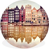 WallCircle - Wandcirkel ⌀ 60 - Amsterdam - Huis - Reflectie - Ronde schilderijen woonkamer - Wandbord rond - Muurdecoratie cirkel - Kamer decoratie binnen - Wanddecoratie muurcirkel - Woonaccessoires
